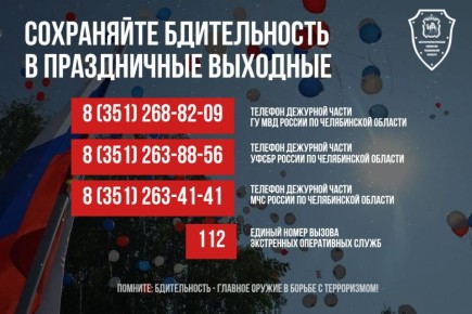 Чтобы праздничные выходные прошли хорошо и безопасно, напоминаем Вам о бдительности и публикуем необходимые телефоны экстренных служб