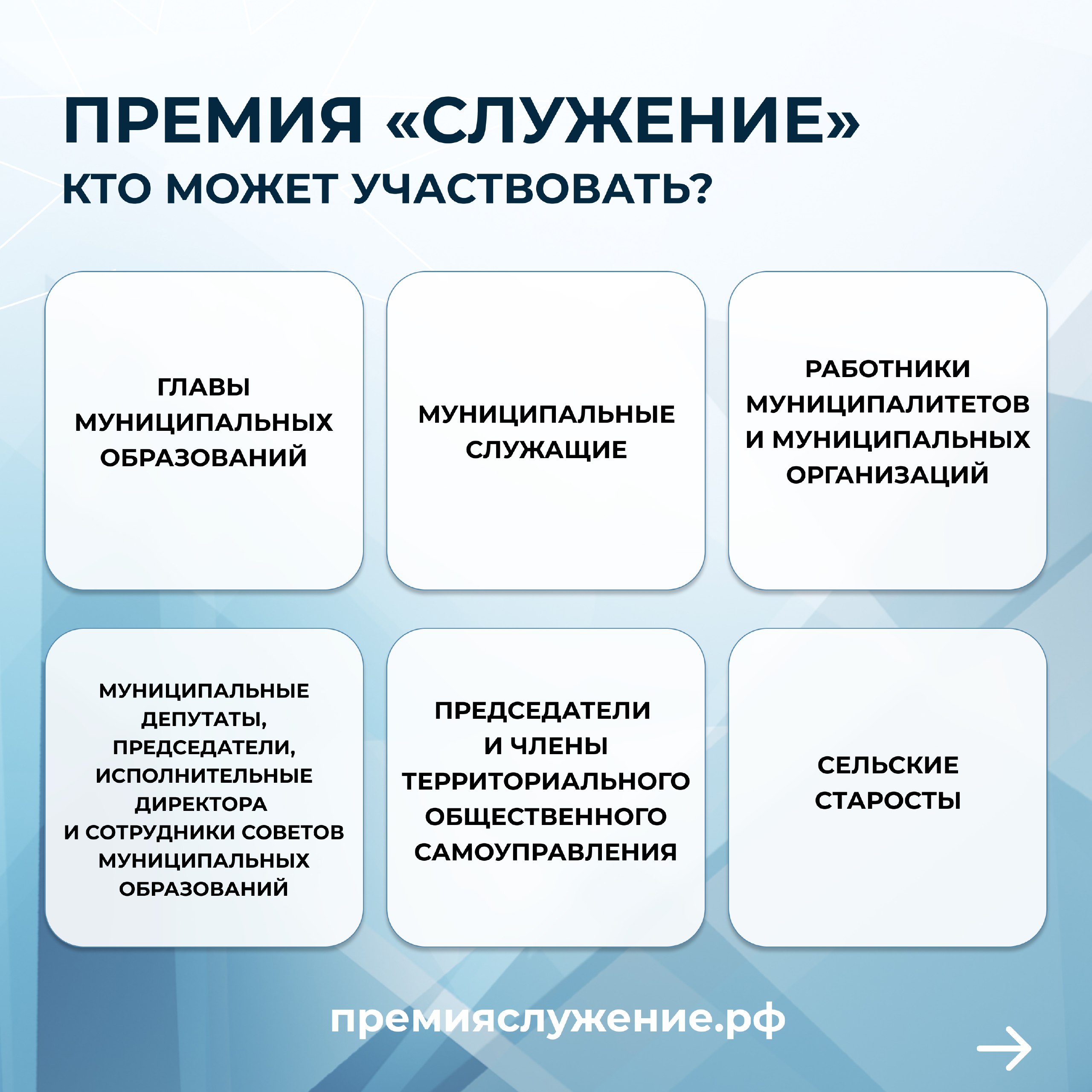 Прием заявок на III Всероссийскую муниципальную премию «Служение» в самом разгаре! Прием заявок на III Всероссийскую муниципальную премию «Служение» в самом разгаре!