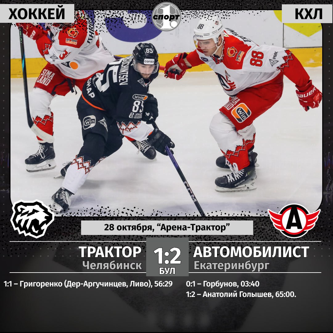 Хоккеисты челябинского «Трактора» уступили по буллитам в уральском дерби «Автомобилисту»