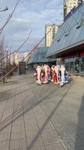 Снега нет, а Деды Морозы есть! Челябинцы засняли необычное шествие сказочных персонажей в центре города