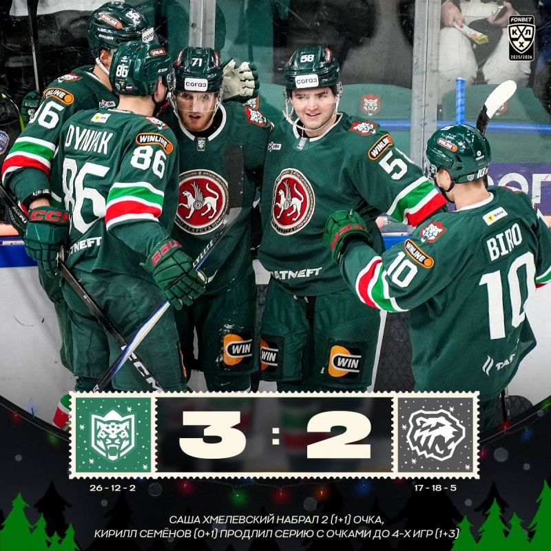 «Ак Барс» второй раз в сезоне КХЛ обыграл «Трактор»