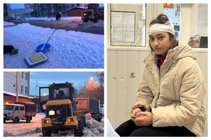 В Челябинске трактор случайно уронил дорожный знак, а знак упал на проходившую мимо девушку