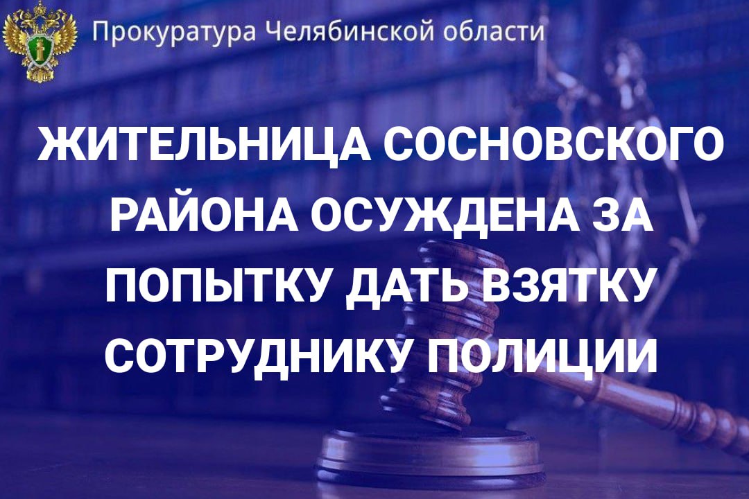 Приговором Сосновского районного суда жительница п. Полетаево осуждена по ч. 3 ст. 30 ч.1 ст. 291.2 УК РФ (покушение на дачу мелкой взятки)