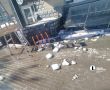 В Челябинске ледяная глыба разбила козырек кафе