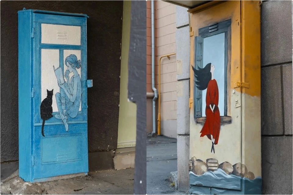 Борцы, Артемон и девушка в окне: художники украсили улицы Челябинска новыми рисункам Борцы, Артемон и девушка в окне: художники украсили улицы Челябинска новыми рисункам